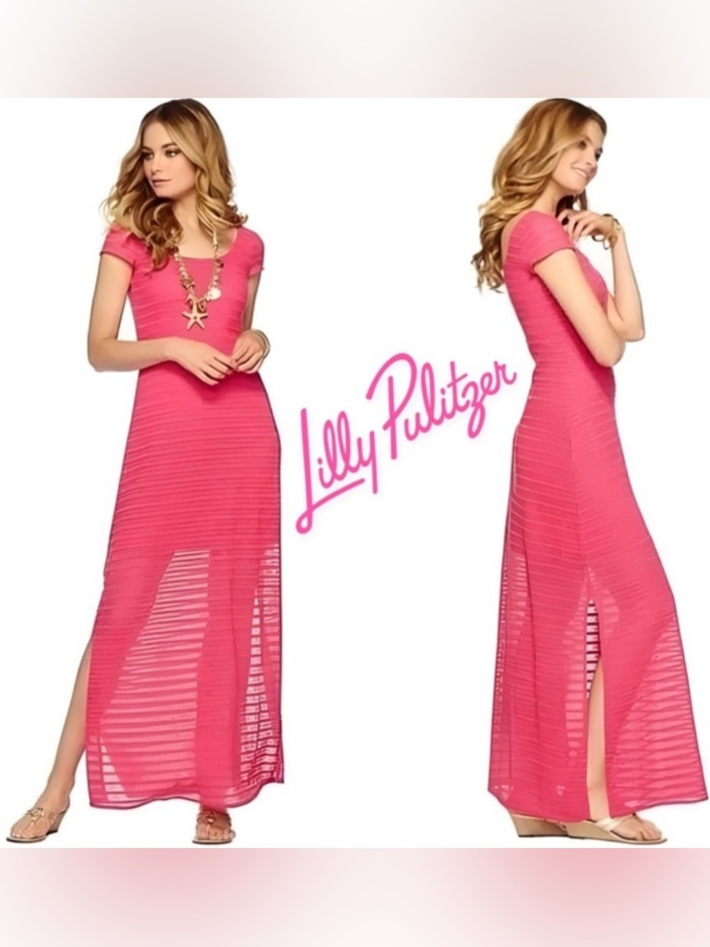 Lilly Pulitzer✨ Ramsay Pier Stripe Knit Maxi Dress in Lipstick Pink